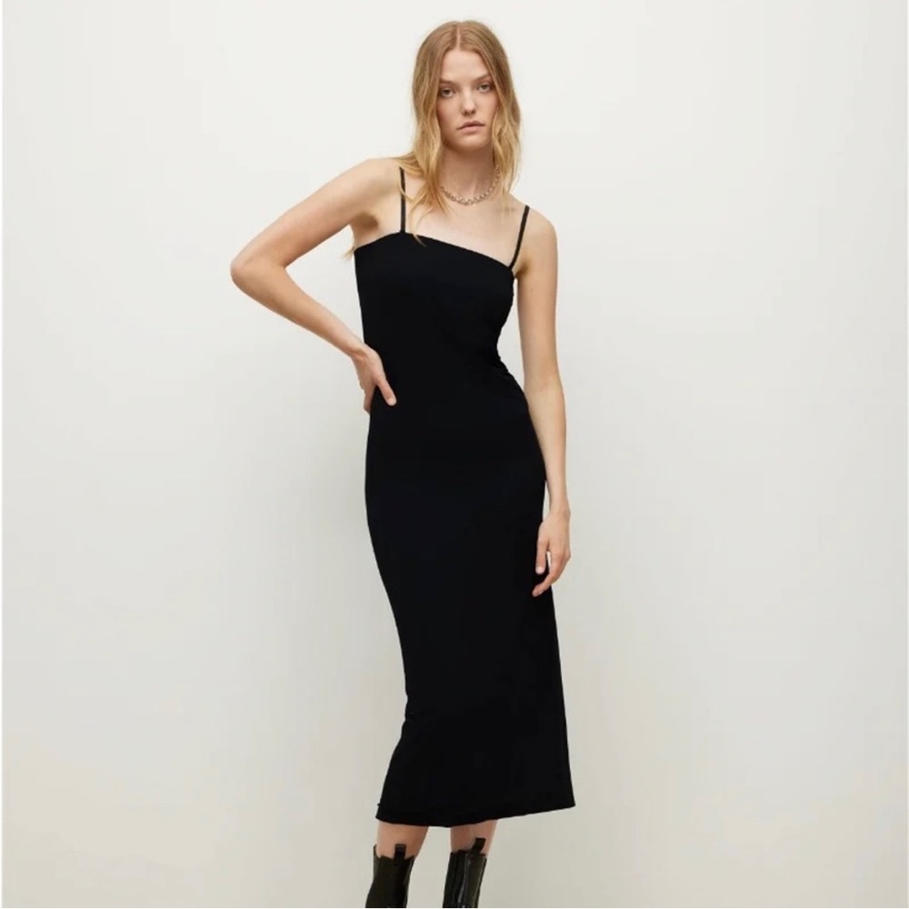Allsaints Charlie Black Slip Midi Dress 8 Optional Straps All Saints NWT